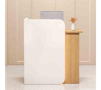 Stylish Reception Desk with Lockable Drawer80 cm (31.5 inches) Negotiation Table for Salon & OfficeFunctional Light Brown Reception Counter