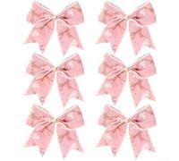 Stylish Red Bows for Tree Decorations, 6Pcs, 5 5 Inch, Add a Touch of Glamour (for PINK)