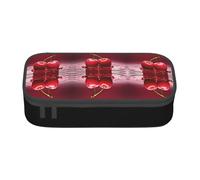 Stylish Red Cherries Printed Zipper Pencil Case Large Capacity Multi-Functional Organizer Aesthetic Cosmetic Bag Portable Pen Pouch For Organizing Pencils Makeup Accessories And School Office College
