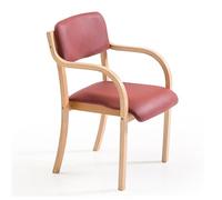 Stylish Red PU Modern Solid Wood Dining Chairs with Armrests Upholstered Kitchen & Living Room Accent Chairs Max Load 150kg Perfect for Office Lounge Café