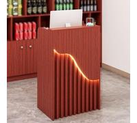 Stylish Red Reception Counter with Drawer - Versatile Cashier Cabinet for Retail, Supermarket, Hotel & Convenience Store - Perfect Reception Room Table, Size: 8