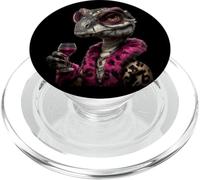 Stylish Reptile Portrait Fashion Lizard Wine Graphic Round PopSockets PopGrip for MagSafe