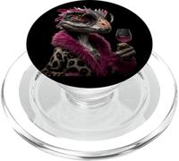 Stylish Reptile Portrait Fashion Lizard Wine Graphic Round PopSockets PopGrip for MagSafe