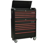 Retro 10 Drawer Topchest & Rollcab Bundle - Locking - BB Slides - Black & Red