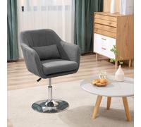 Swivel Accent Chair HOMCOM Contemporary Vanity Armchair with Adjustable Height Thick Cushion Lumbar Support Armrest for Bedroom Aosom UK