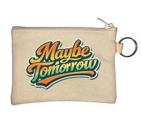Stylish Retro Maybe Tomorrow Typography Key Chain Coin Purse Beige