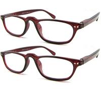 Stylish Retro Plastic Reading Glasses/Arch Bridge/Spring Hinges Designed R333 (2 Pairs Wine, 300 Magnification)