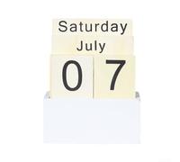 Stylish Retro Wood Block Calendar for Anyone Seeking a Unique Desk Accessory (C)