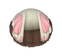 Stylish Reusable Shower Cap (Wooden Cute Rabbit Bunny Colorful Easter Eggs)