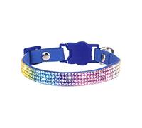 Stylish Rhinestone Cat Collar with Adjustable Metal Buckle Elegant Pet Necklace for Small Dogs and Cats Durable Comfortable Design Perfect (Dark Blue, XS)