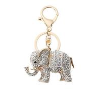 Stylish Rhinestone Elephant Keychains Pendant Bling Bling Crystal Charm Ornaments Keyring Decor White
