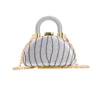 Stylish Rhinestones Decoration Small Lipsticks Bag Bridal Purse for Women with Detachable Shoulder Chain