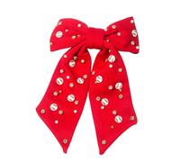 Stylish Rhinestones Embellished Barrette Hair Clip, Red | Glimmering Rhinestones Secure Nonslip Stylish Design for Weddings and Event Soft Fabric Gentle on Hair