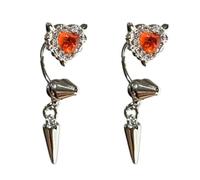 Stylish Rhinestones Embellished Heart Wing Ear Bone Nails For Women Crystal Cartilage Studs Earrings Trendy Jewelry Heart Devil Ear Studs