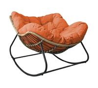 Stylish Rocking Chair, Upholstered Lounge Chair with Metal Frame, Modern Design for Living Room & Bedroom, Comfortable Seating (Orange)