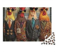 Stylish Rooster Gang 1000 Piece Jigsaw Puzzles Dressed Roosters Sunglasses Suits for Adults Educational Game Beautiful Decoration Challenge High Difficulty Birthday Gifts 38x26cm/1000pcs