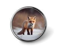 Stylish Round Badge Cute Fox Printed 1 Inch - Aluminum Alloy Lapel Pin with Heat Transfer Art, Lightweight Metal Pin for Shirts, Jackets, Unique Gifts