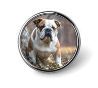 Stylish Round Badge English Bulldogs Printed 1 Inch Aluminum Alloy Lapel Pin with Heat Transfer Art, Lightweight Metal Pin for Shirts, Jackets, Unique Gifts