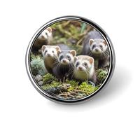 Stylish Round Badge Ferrets Printed 1 Inch - Aluminum Alloy Lapel Pin with Heat Transfer Art, Lightweight Metal Pin for Shirts, Jackets, Unique Gifts