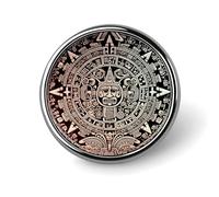 Stylish Round Badge Mayan Calendar End Of The World Printed 1 Inch - Aluminum Alloy Lapel Pin with Heat Transfer Art, Lightweight Metal Pin for Shirts, Jackets, Unique Gifts