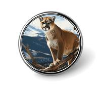 Stylish Round Badge Panther Mountain Lion Printed 1 Inch Aluminum Alloy Lapel Pin with Heat Transfer Art, Lightweight Metal Pin for Shirts, Jackets, Unique Gifts
