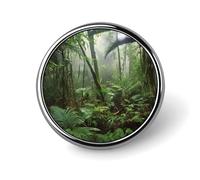 Stylish Round Badge Tropical Rainforest Printed 1 Inch - Aluminum Alloy Lapel Pin with Heat Transfer Art, Lightweight Metal Pin for Shirts, Jackets, Unique Gifts