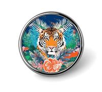 Stylish Round Badge Tropical Tiger Print Printed 1 Inch - Aluminum Alloy Lapel Pin with Heat Transfer Art, Lightweight Metal Pin for Shirts, Jackets, Unique Gifts