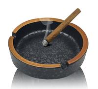 Stylish Round Ceramic Ashtray for Indoor or Outdoor Spaces, Retro Lava Dazzling Black Cigarette Ash Tray for Home, Patio, and Office Use (lava black)