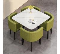 Stylish Round Coffee Table & 4 Chairs Set - Small Dining Table & Chair Combination for Office Meetings Conference Rooms Modern Business Furniture Cotton Linen Upholstery