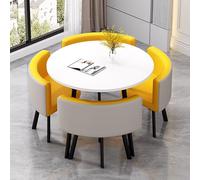 Stylish Round Dining Table Set for 4 with Chairs Modern Conference Coffee Table for Office Home Theater & Salon - Perfect Meeting Room Furniture Size: Style32