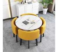 Stylish Round Marble Dining Table Set for 4 - Elegant Office Reception Table and Chair Combo for Meetings Negotiations and Dining (Size: StyleL)
