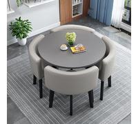 Stylish Round Marble Dining Table Set with 4 Chairs - Modern Space-Saving Office Reception Table and Chair Set for 4 People (StyleQ)