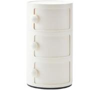 Stylish Round Multitier Plastic Nightstand with Drawers - Versatile Storage End Table & Cabinet for Living Room Bathroom Bedroom - Modern for Home Decor