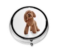 Stylish Round Pill Case Cute Puppy Dog Metal Pill Box 3 Compartment Medicine Pill Case Holder, Portable Pill Organizer Dispense Box, Travel Small Pill Box for Purse & Pocket