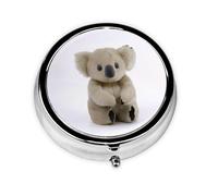 Stylish Round Pill Case Lovely Koala. Metal Pill Box 3 Compartment Medicine Pill Case Holder, Portable Pill Organizer Dispense Box, Travel Small Pill Box for Purse & Pocket