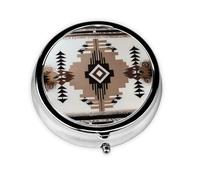 Stylish Round Pill Case Native Metal Pill Box 3 Compartment Medicine Pill Case Holder, Portable Pill Organizer Dispense Box, Travel Small Pill Box for Purse & Pocket