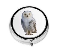 Stylish Round Pill Case Owl Metal Pill Box 3 Compartment Medicine Pill Case Holder, Portable Pill Organizer Dispense Box, Travel Small Pill Box for Purse & Pocket