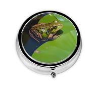 Stylish Round Pill Case Peace Tree Frog Metal Pill Box 3 Compartment Medicine Pill Case Holder, Portable Pill Organizer Dispense Box, Travel Small Pill Box for Purse & Pocket