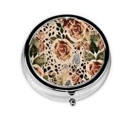 Stylish Round Pill Case Striped Leopard Metal Pill Box 3 Compartment Medicine Pill Case Holder, Portable Pill Organizer Dispense Box, Travel Small Pill Box for Purse & Pocket