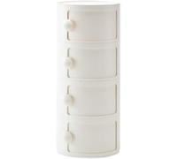 Stylish Round Plastic Nightstand with Drawers - Multitier Storage End Table for Living Room & Bathroom Perfect Functional Storage Cabinet for Home nization