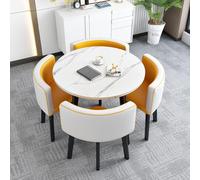 Stylish Round/Square Dining Table Set for 4 - Modern Kitchen & Dining Room Furniture with Chairs Perfect for Home or Business Use W90cm x H70cm