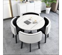 Stylish Round/Square Dining Table Set for 4 - Modern Kitchen & Dining Room Furniture with Chairs Perfect for Small Spaces & Business Use 90cm W - Versatile Dinette Solution