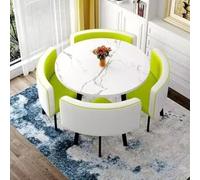 Stylish Round/Square Dining Table Set for 4 - Modern Kitchen & Dining Room Furniture with Comfortable Chairs Perfect for Home & Business Use W90cm & W80cm