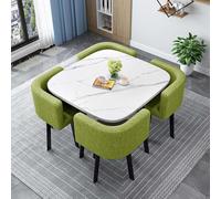 Stylish Round/Square Dining Table Set with 4 Durable Chairs - Perfect for Home Kitchens Offices & Conference Rooms - Dimensions: 90 * 90 * 75cm