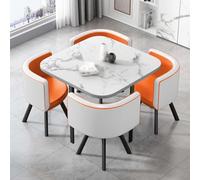 Stylish Round/Square Dining Table Set with 4 Durable Chairs Perfect for Kitchen Conference Rooms and Offices 80x80x75CM Modern Design for Home Elegance