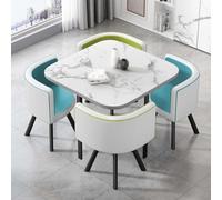 Stylish Round/Square Dining Table Set with 4 Durable Chairs Perfect for Kitchen Conference Rooms & Offices 90x90x75cm Modern Furniture