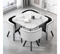 Stylish Round/Square Dining Table Set with 4 Durable Chairs Perfect for Kitchen Office and Conference Rooms 80x80x75CM Modern Design