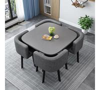 Stylish Round/Square Dining Table Set with 4 Durable Chairs - Versatile Kitchen & Conference Table for 4 Ideal for Home & Office Use Modern Wooden Design