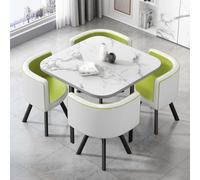 Stylish Round/Square Dining Table Set with 4Chairs Perfect for Home Kitchens Conference Rooms and Offices - 80x80x75CM Modern Design Space-Saving