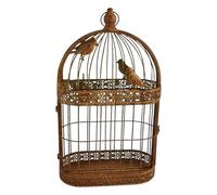Stylish Rustic Bird Cage Wall Mirror 60cm - Vintage Patina Metal Frame with Bird Design Ideal for Indoor & Outdoor Décor, Perfect as a Window Box or Decorative Flower Display. (Brown)